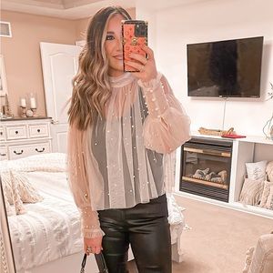 Sheer Pearl Embellished Top Overlay